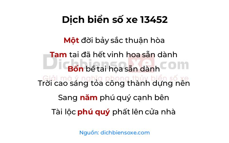 Dịch thơ biển số 13452