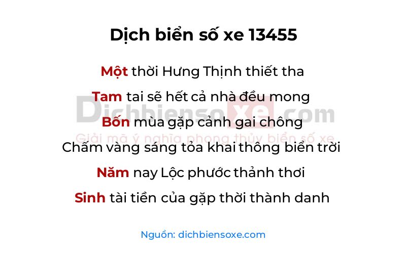 Dịch thơ biển số 13455