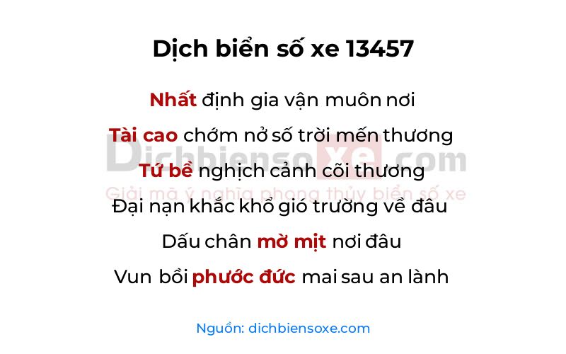 Dịch thơ biển số 13457