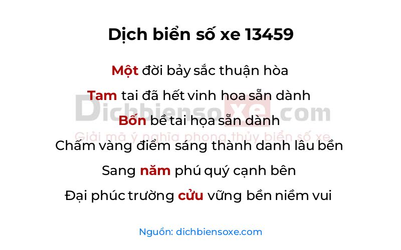 Dịch thơ biển số 13459