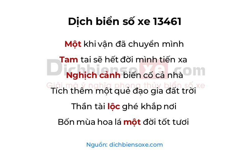 Dịch thơ biển số 13461
