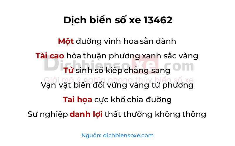 Dịch thơ biển số 13462