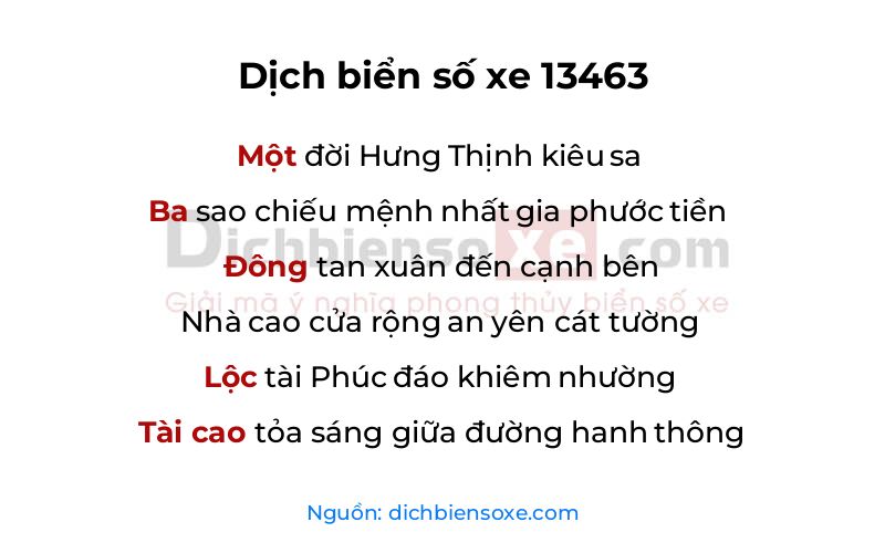 Dịch thơ biển số 13463