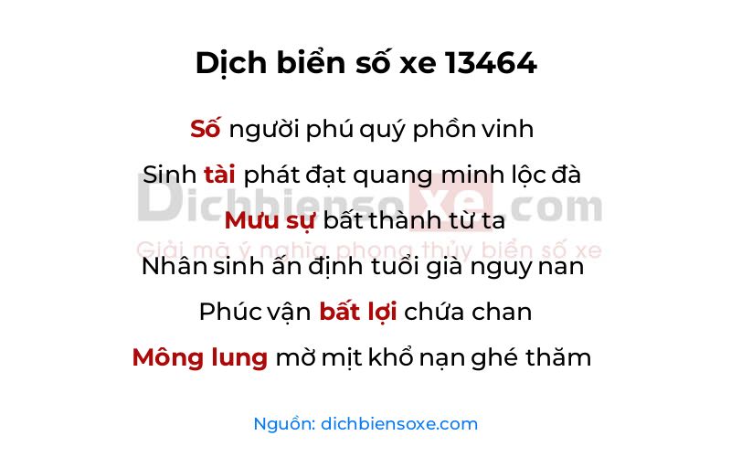 Dịch thơ biển số 13464