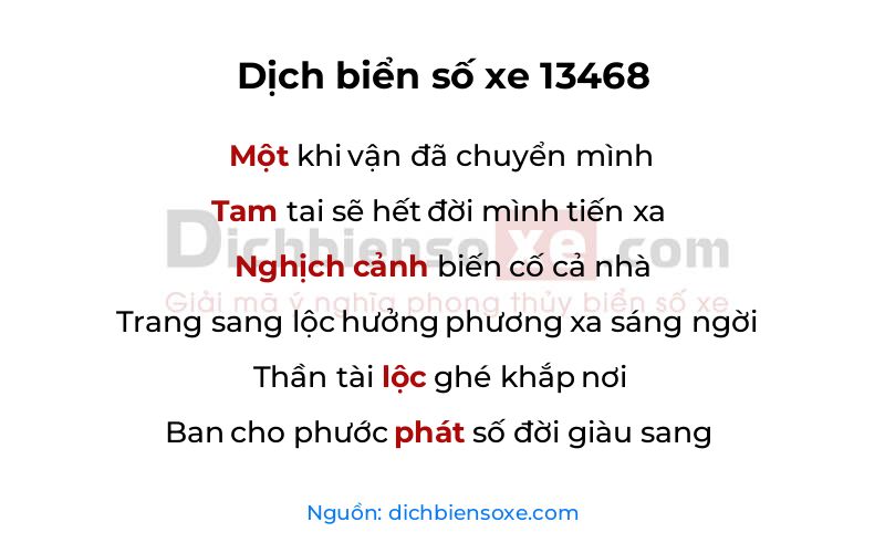 Dịch thơ biển số 13468