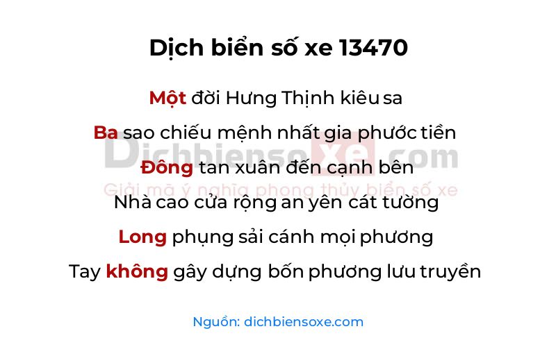 Dịch thơ biển số 13470