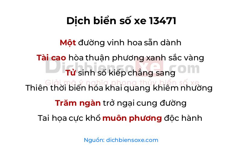 Dịch thơ biển số 13471