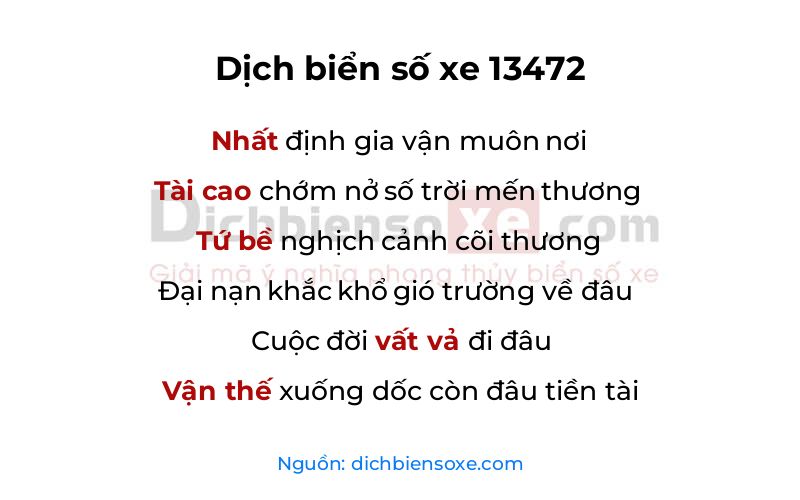 Dịch thơ biển số 13472