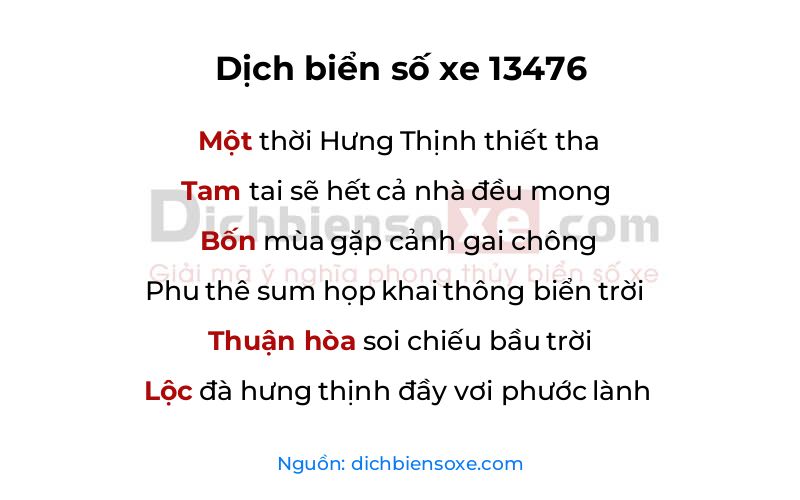 Dịch thơ biển số 13476