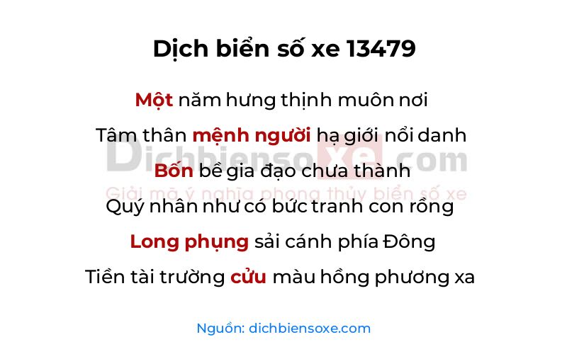 Dịch thơ biển số 13479