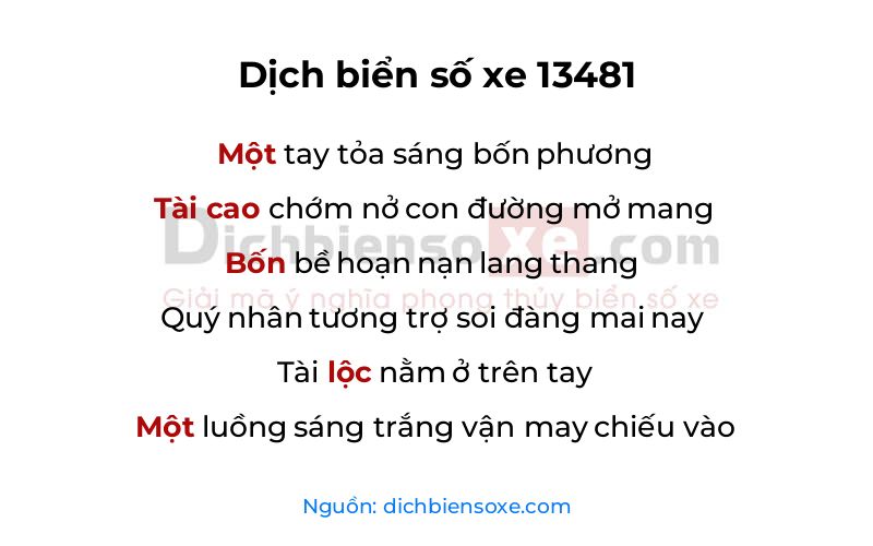 Dịch thơ biển số 13481