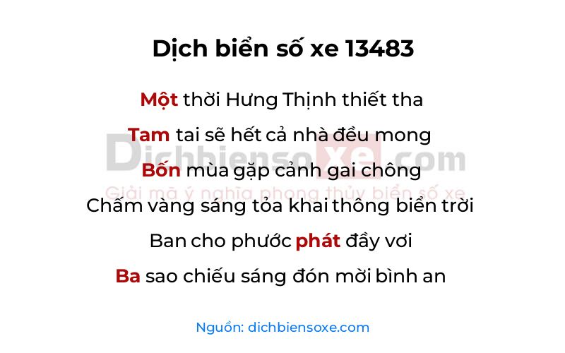 Dịch thơ biển số 13483