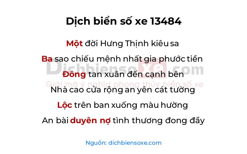 Dịch thơ biển số 13484