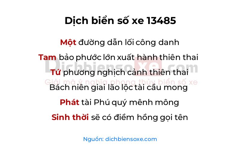 Dịch thơ biển số 13485