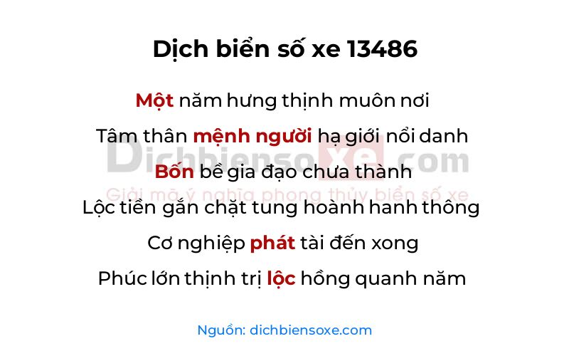 Dịch thơ biển số 13486