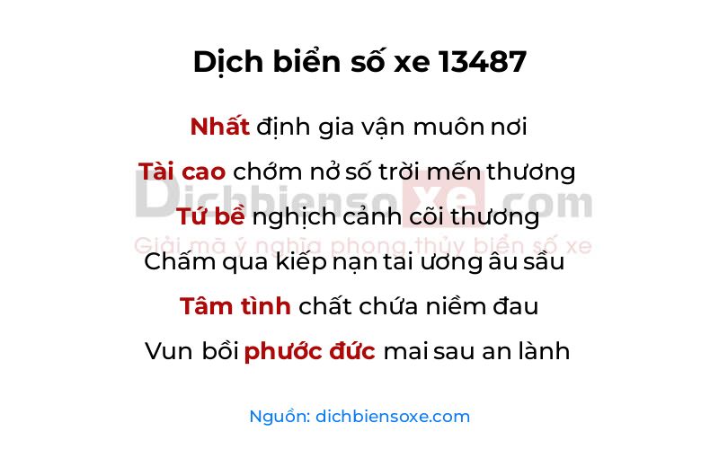 Dịch thơ biển số 13487