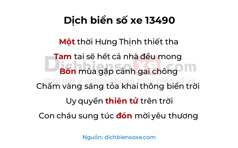 Dịch thơ biển số 13490