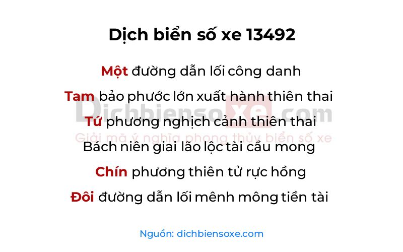 Dịch thơ biển số 13492