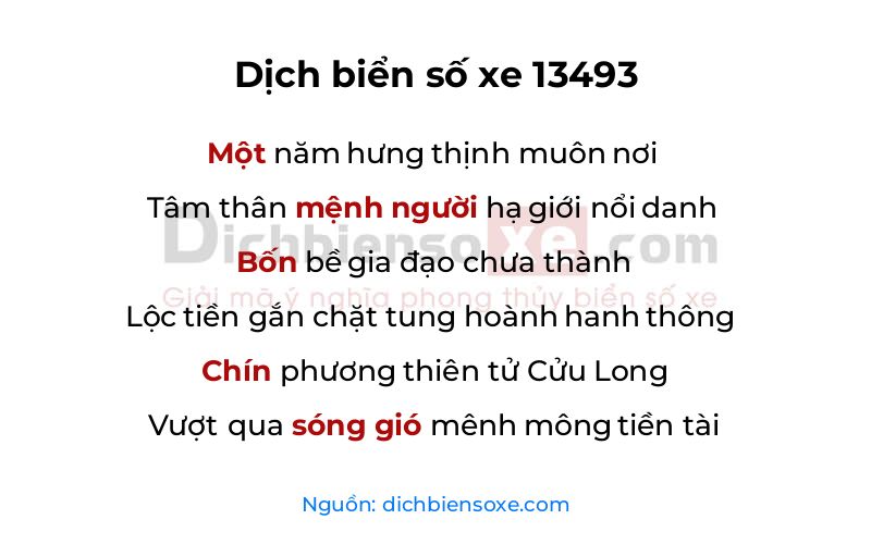 Dịch thơ biển số 13493