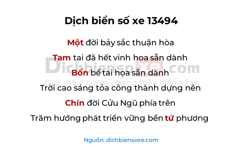 Dịch thơ biển số 13494
