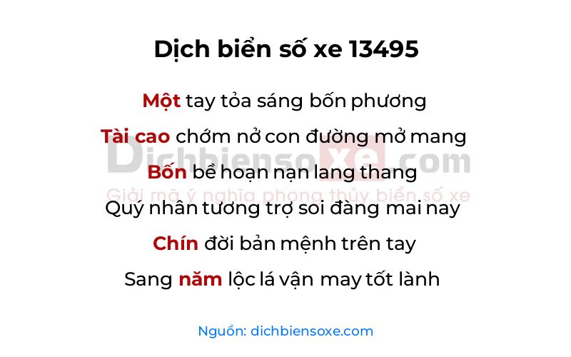 Dịch thơ biển số 13495