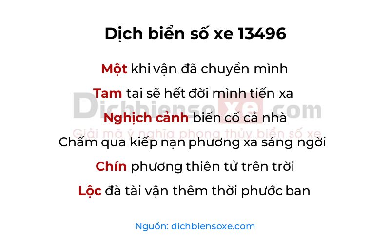 Dịch thơ biển số 13496
