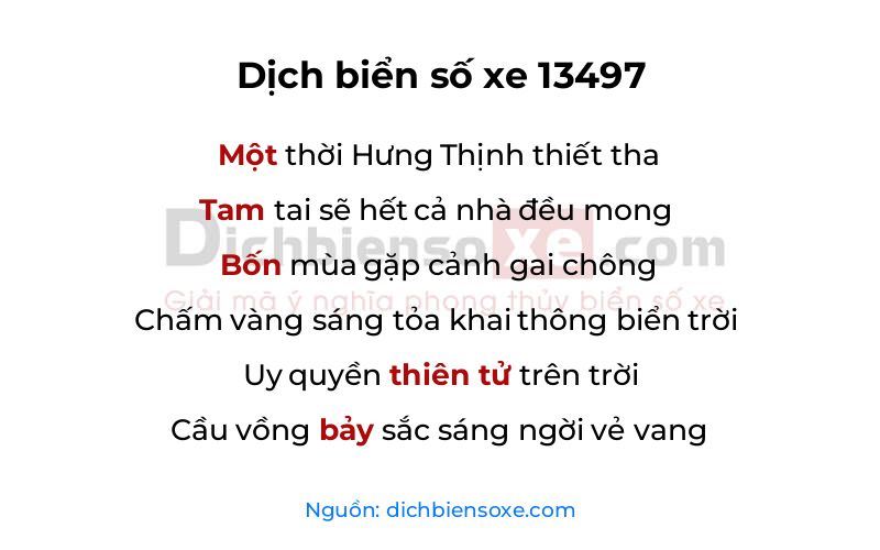 Dịch thơ biển số 13497