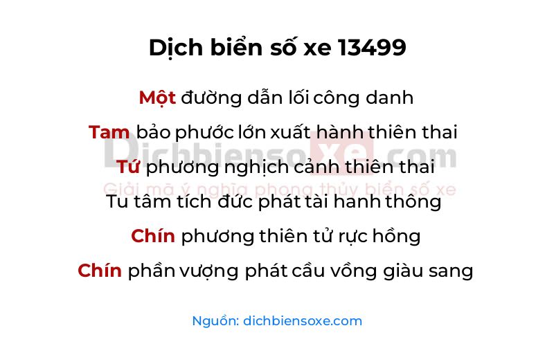 Dịch thơ biển số 13499