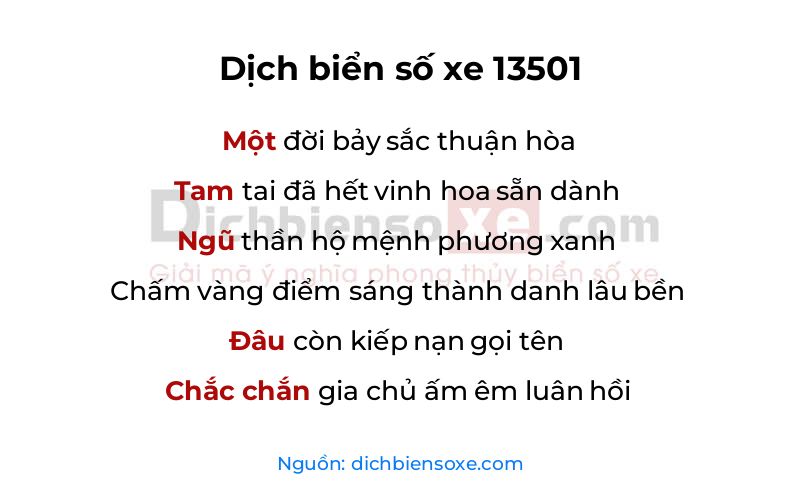 Dịch thơ biển số 13501