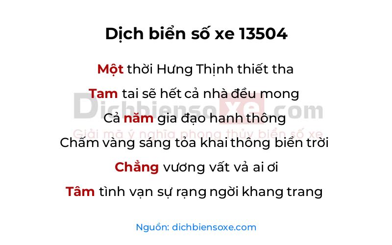 Dịch thơ biển số 13504