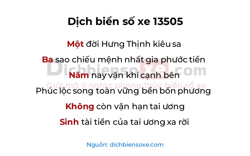 Dịch thơ biển số 13505