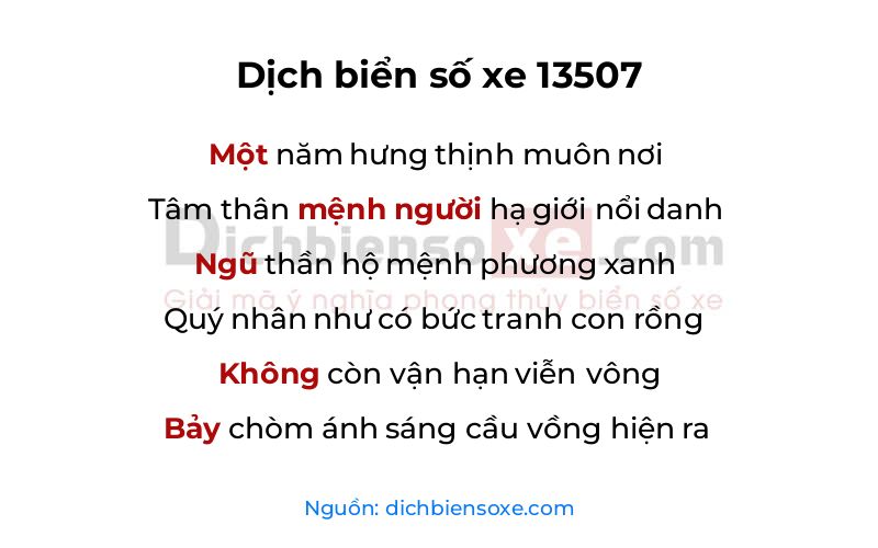 Dịch thơ biển số 13507