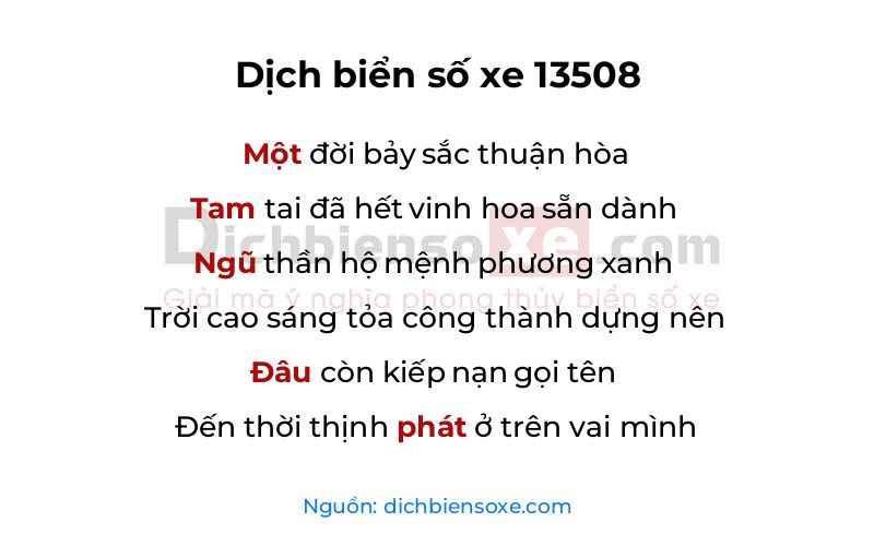 Dịch thơ biển số 13508