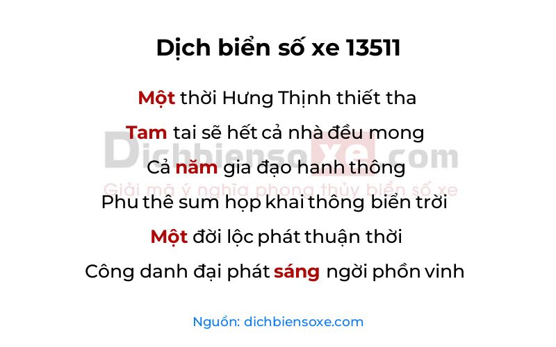 Dịch thơ biển số 13511
