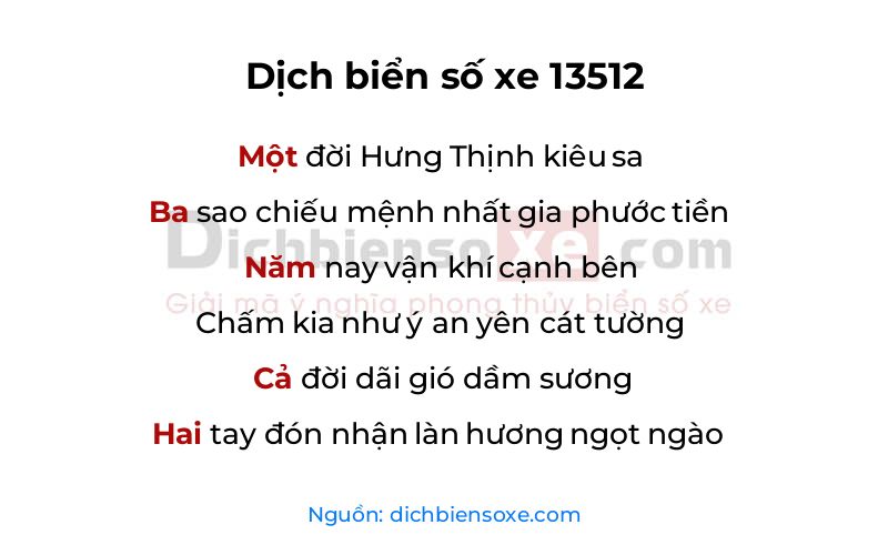 Dịch thơ biển số 13512