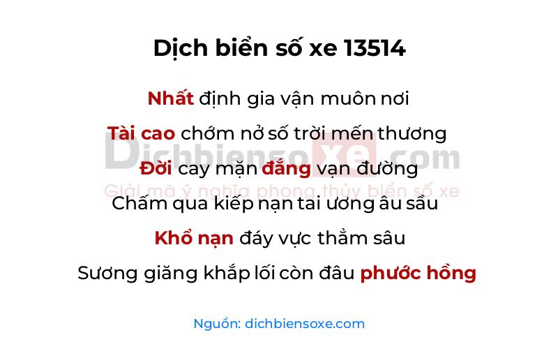 Dịch thơ biển số 13514