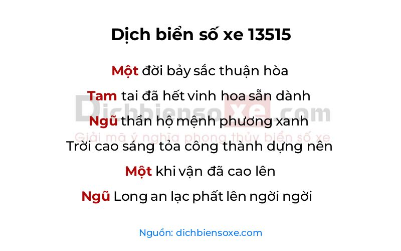 Dịch thơ biển số 13515