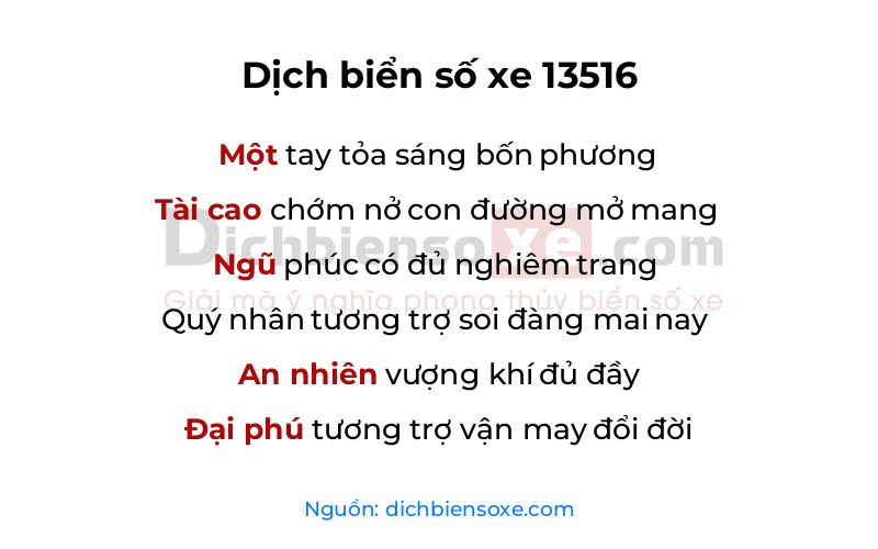 Dịch thơ biển số 13516