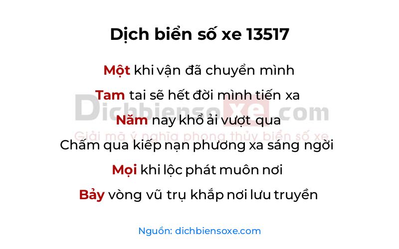Dịch thơ biển số 13517