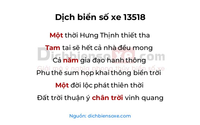 Dịch thơ biển số 13518