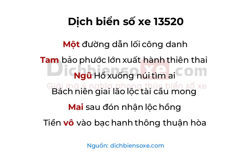 Dịch thơ biển số 13520