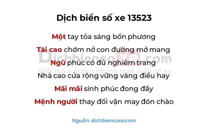 Dịch thơ biển số 13523