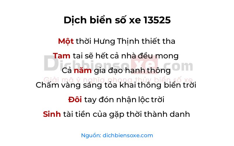Dịch thơ biển số 13525