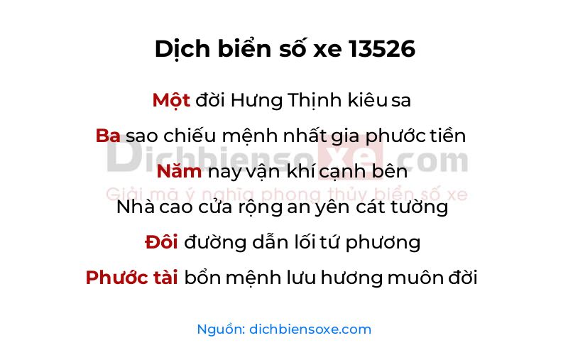 Dịch thơ biển số 13526