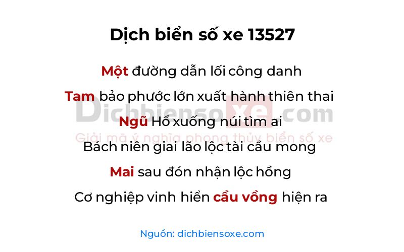 Dịch thơ biển số 13527