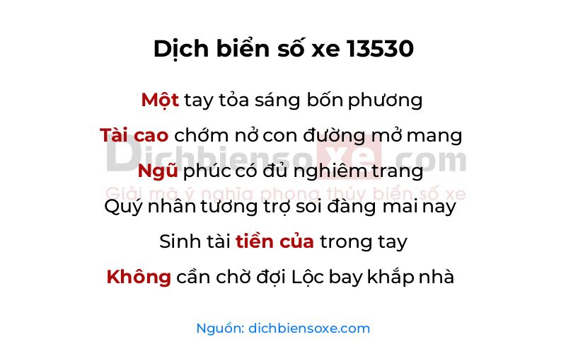 Dịch thơ biển số 13530