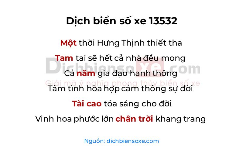 Dịch thơ biển số 13532