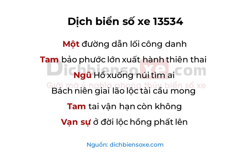 Dịch thơ biển số 13534