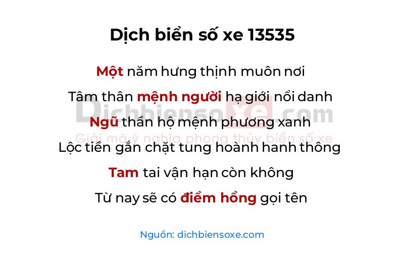 Dịch thơ biển số 13535