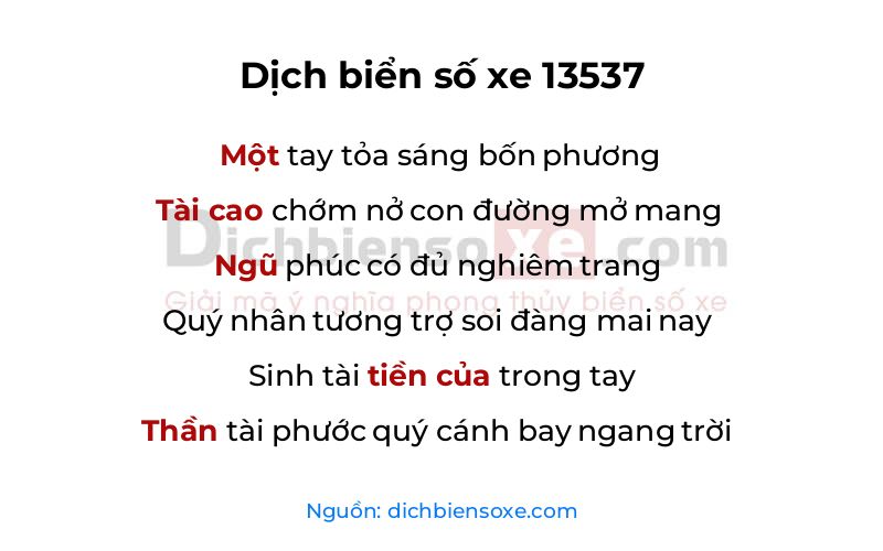 Dịch thơ biển số 13537